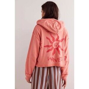 Free People We The Free Mermaid Hoodie Jacket Top Floral Embroidered L 286269